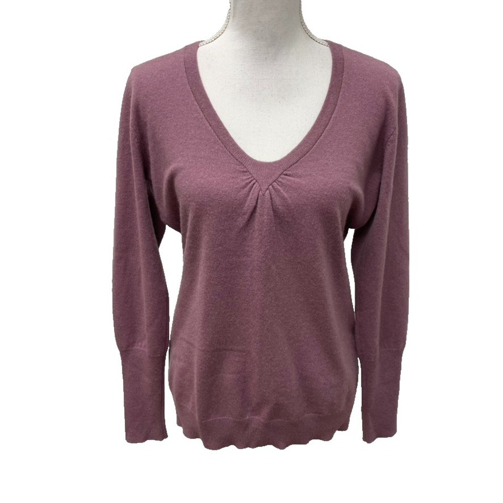 Brunello Cucinelli Sweater Womens Medium Purple Cashmere V-Neck Pullover Italy